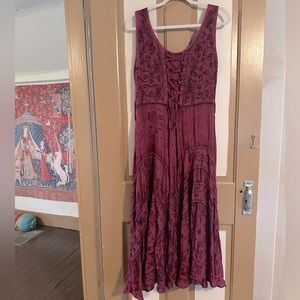 Wine hippie boho Renaissance maxi dress